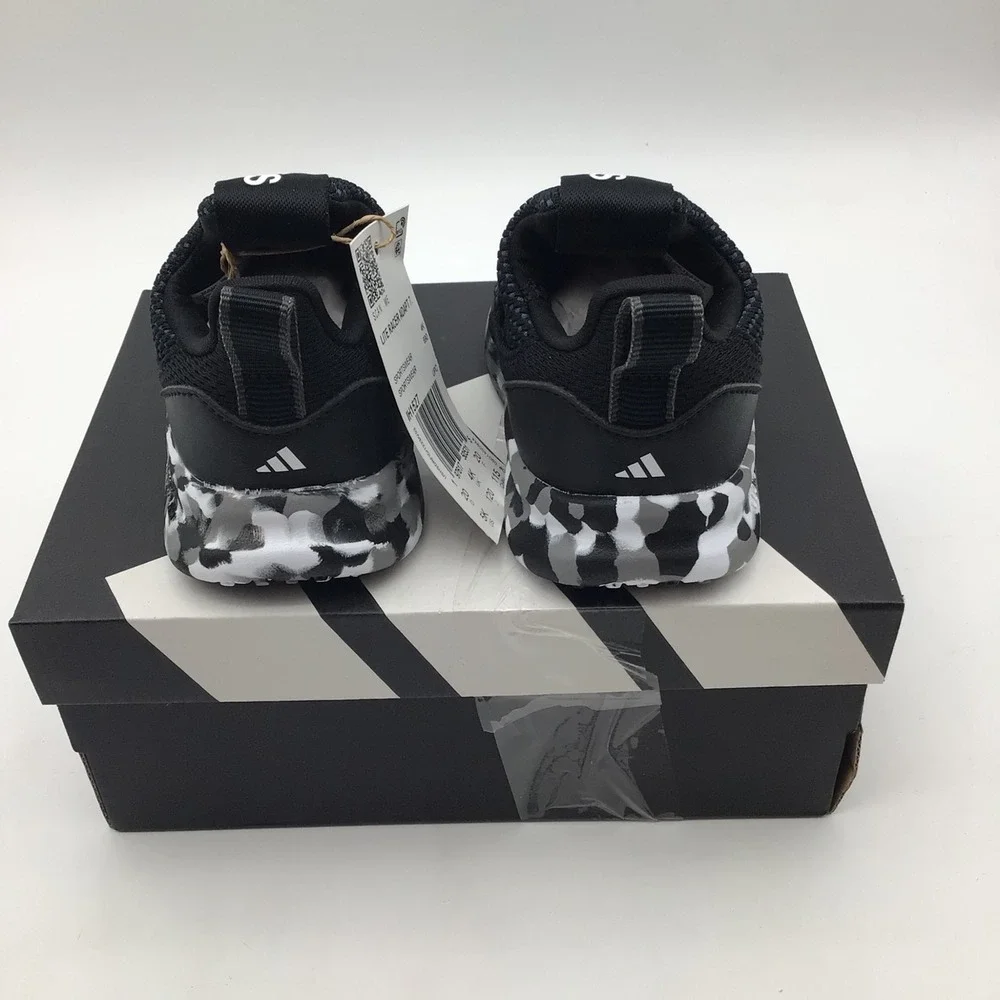 Adidas Lite Racer Adapt 7.0 I Kids Sneakers Black‎ White IH1527 Size 5K NEW
